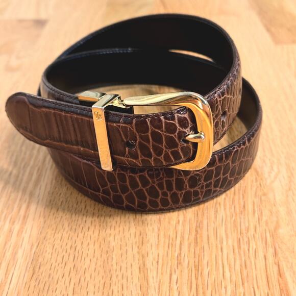 unbranded Other - Reversible belt brown-croc, black leather gold toned buckle